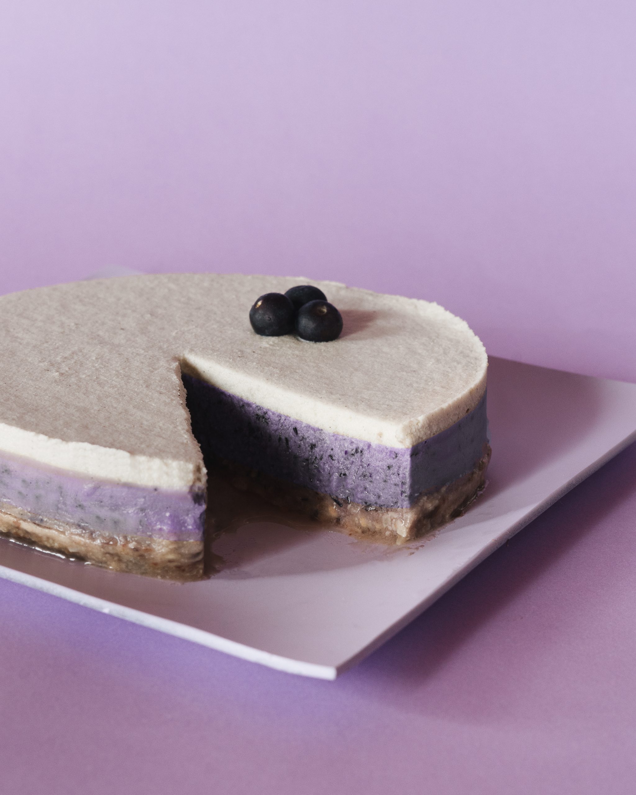 tarta de arandanos vegana - vegan blueberry cheesecake